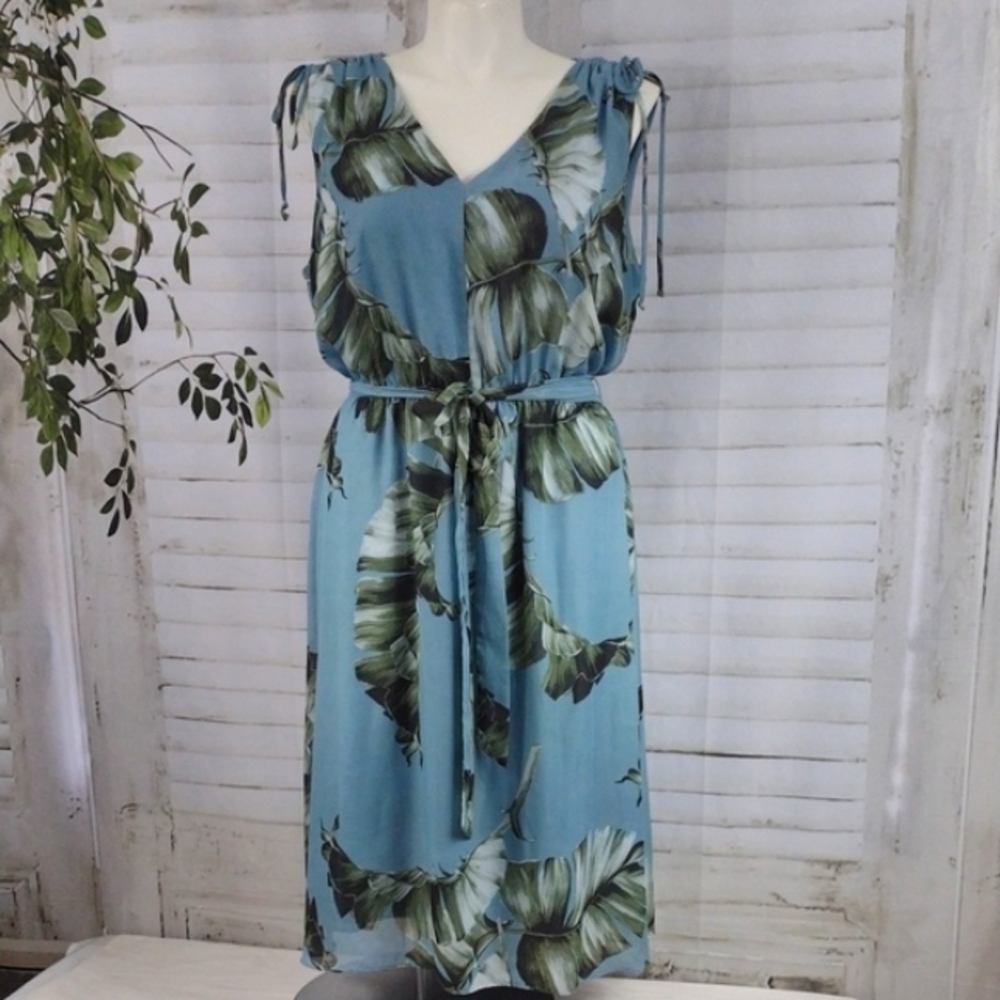 Lane Bryant Blue and Green Sleeveless V-Neck Sundress Size 18
